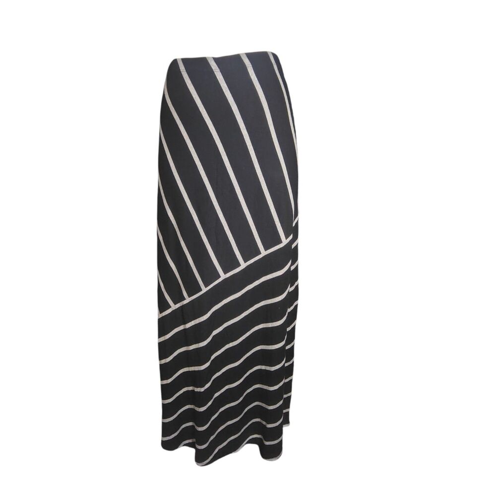 MATTY M Striped Jersey Stretch Maxi Skirt Women's Black Grey Size X-Large 00031